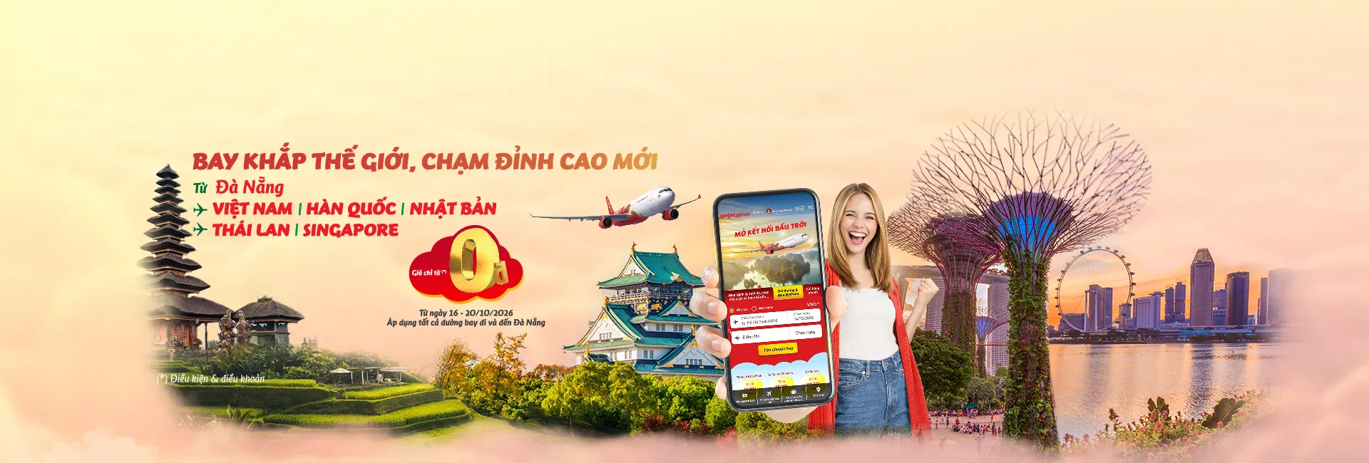 Từ Đà Nẵng bay khắp thế giới chỉ từ 0 đồng (từ 16 - 20/10, 2026)