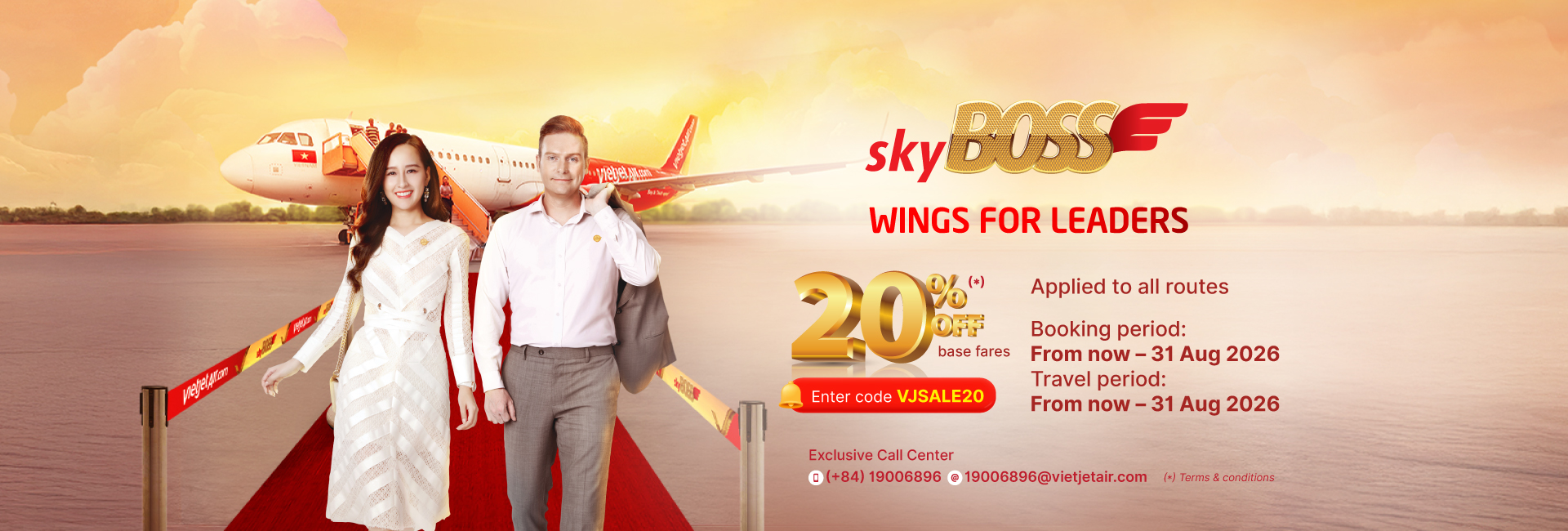 Promotion: 20% off for Deluxe - SkyBoss - Business Class, from now to 23:00 August 31st, 2026